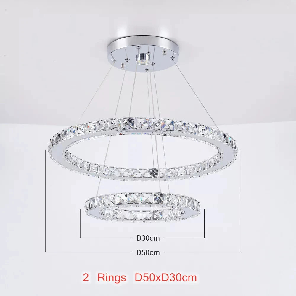Deckro Crystal Chandeliers Ring Shaped Pendant Lights Living Room Kitchen