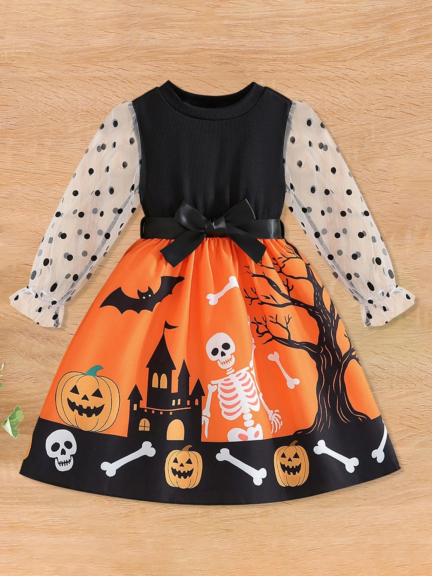 Built In Toddler Halloween Ghost Web Print Jumpsuit Cape