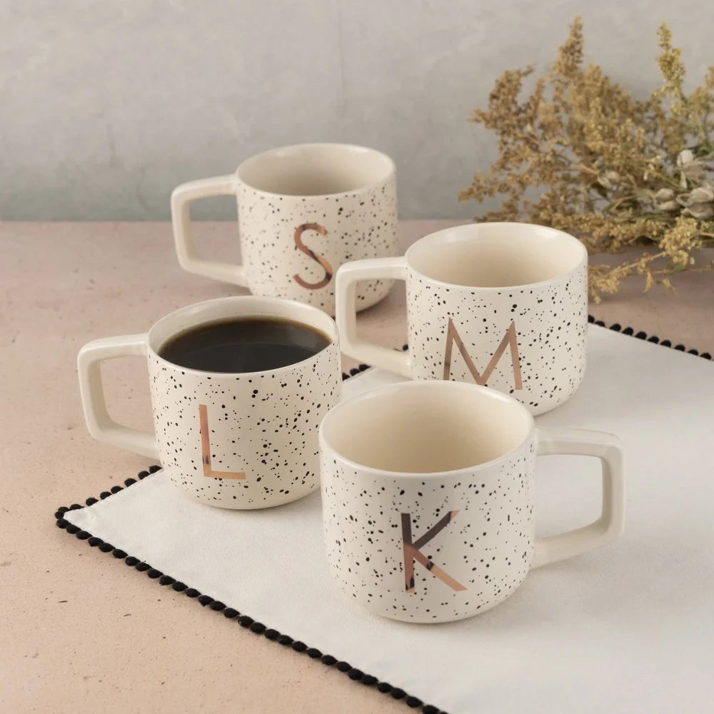 XMSJ Stoneware Monogram L Mug Set Dishwasher Safe Mugs