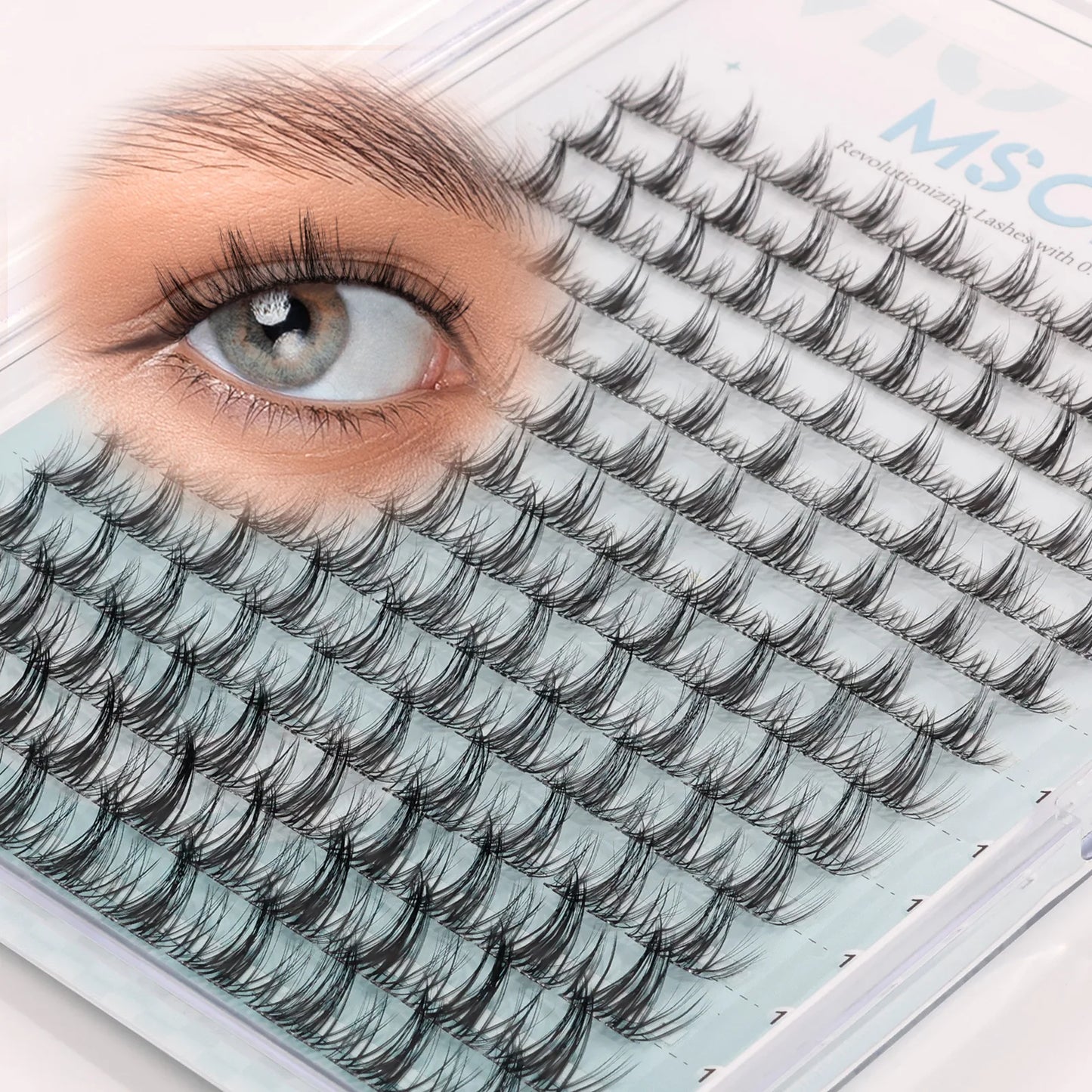 Mscici Thinnest 0.03mm Natural Spike Anime Cluster Design Manga Lash Clusters Kit Waterproof Clear Lash Glue For Sensitive Eyes