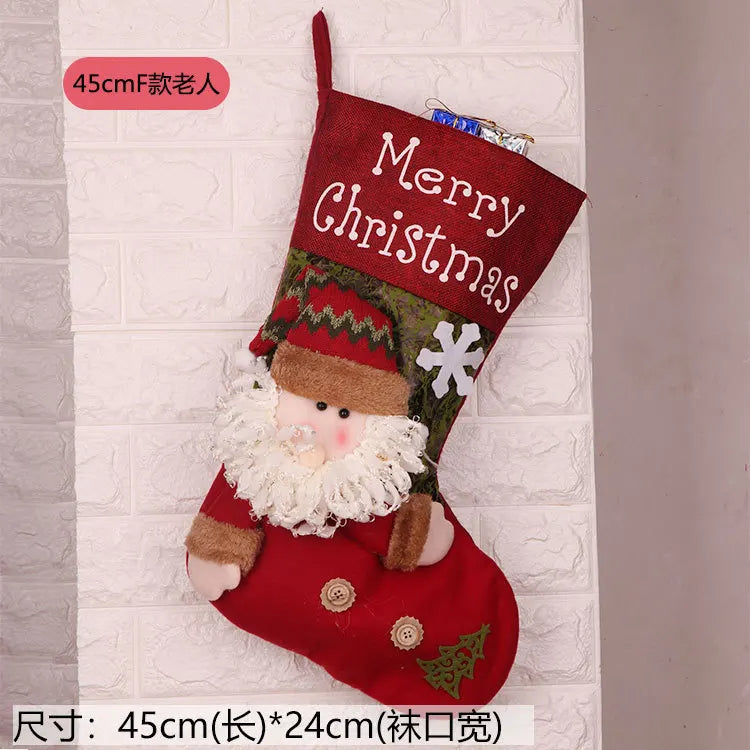 New Large Christmas Socks Gift Candy Bag Cartoon Gift Bag Christmas Decorations Gift for Family