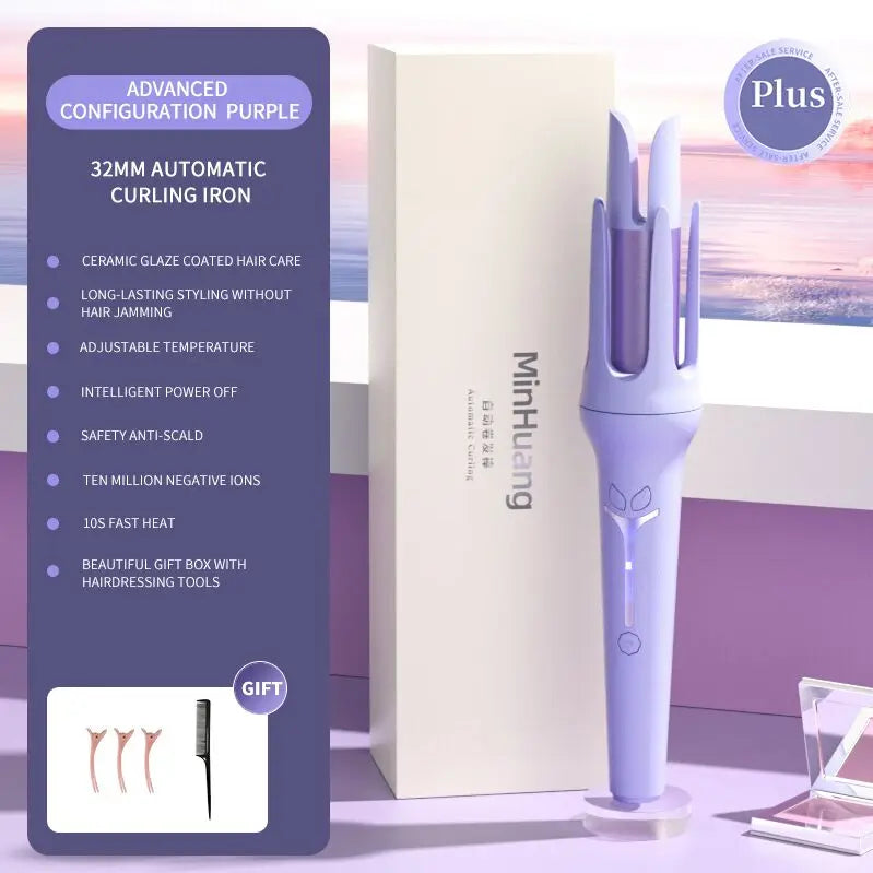 Full-Automatic 32mm Large-Curl Hair Curler with Negative Ion Hair Care & Ceramic Material, 4-Speed Variable Temperature Control