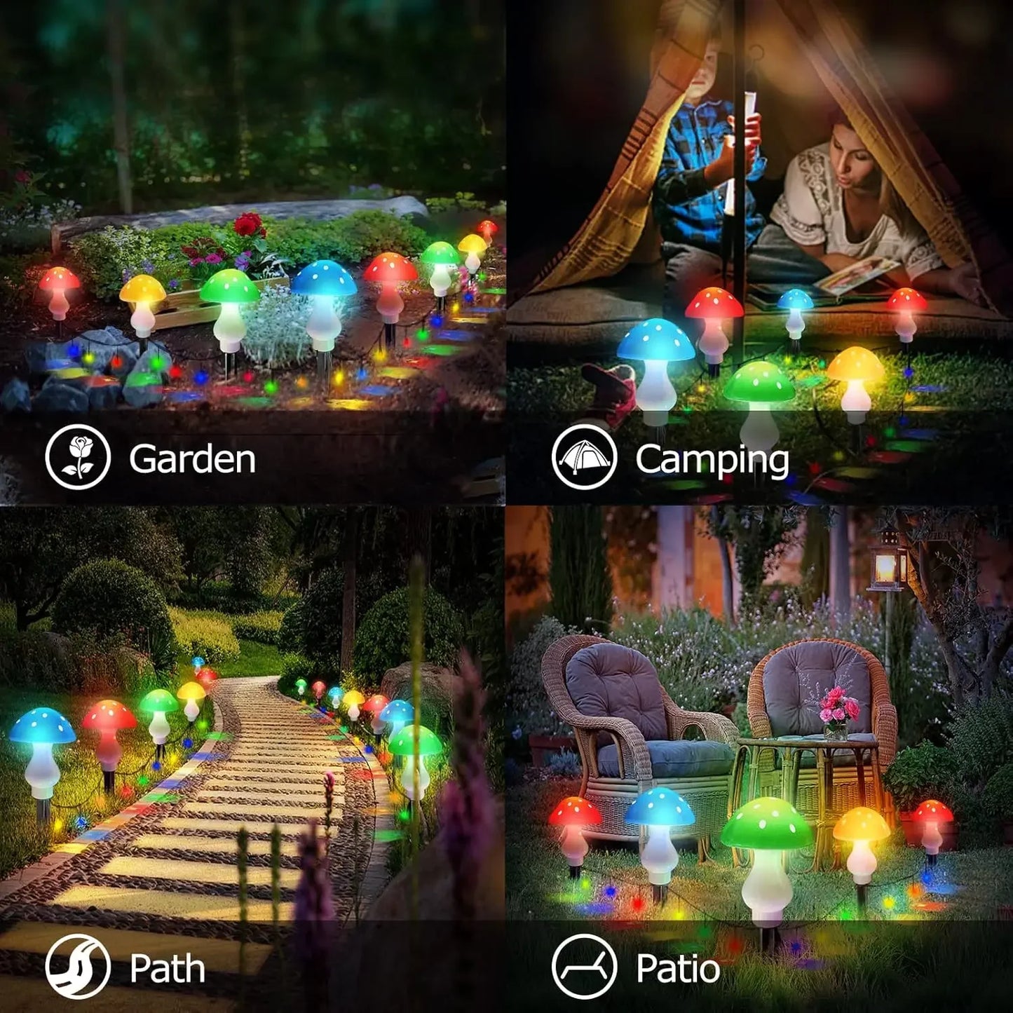 Aplus Outdoor Mushroom Solar Garden Lights 50 LED 8 Modes