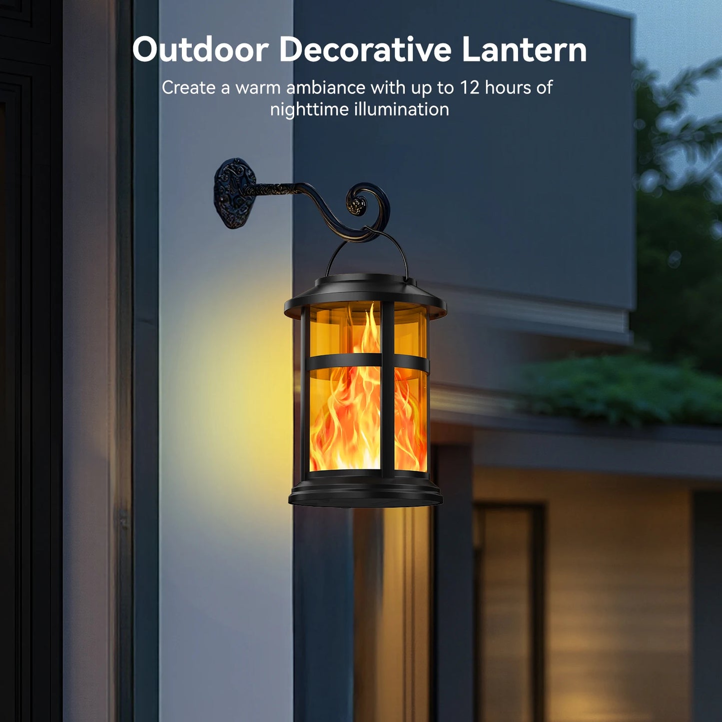 KPSTEK Solar Flame LED Lights 2 Pack Outdoor Lanterns
