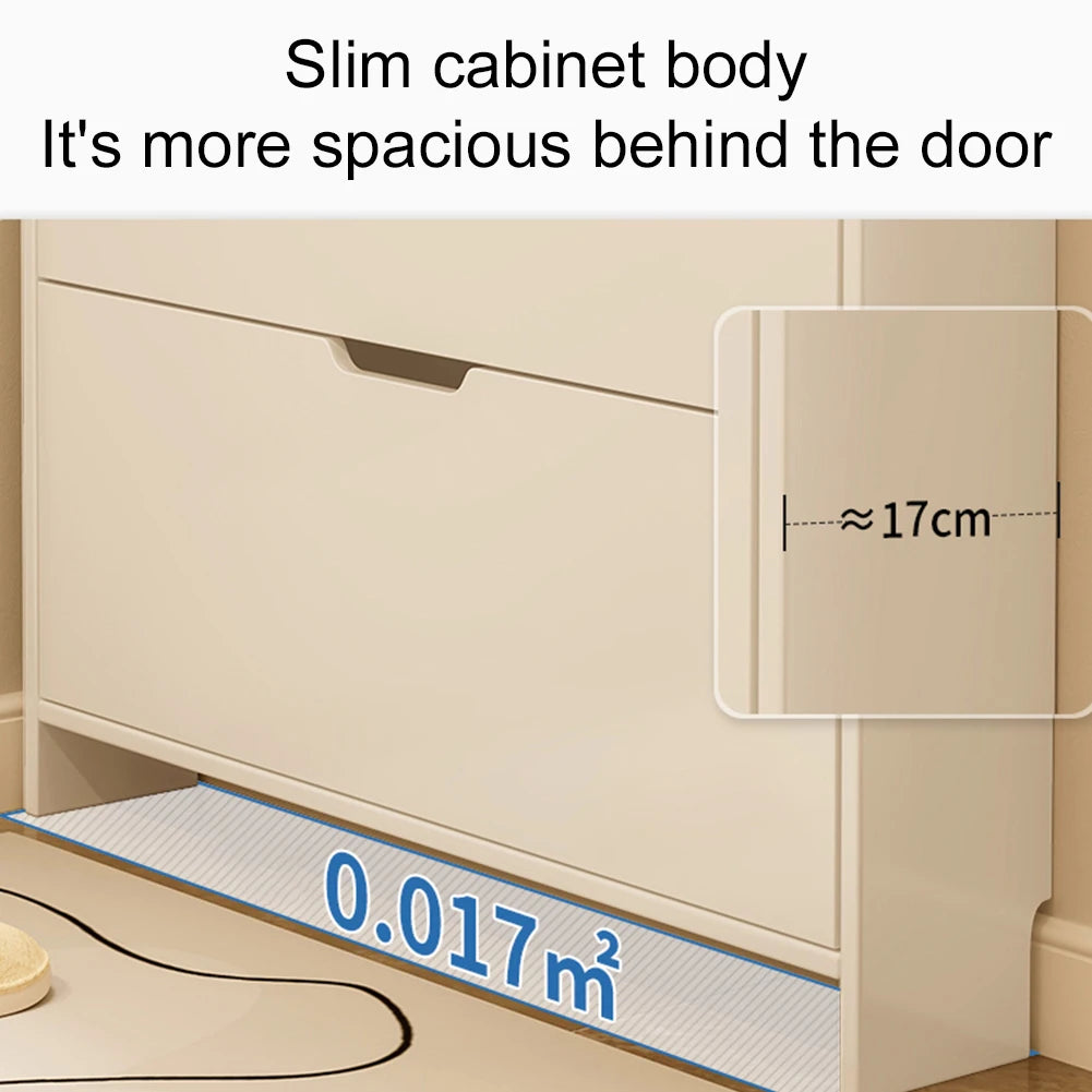 2-Tier Wooden Shoe Cabinet With Flip Drawers For Narrow Entryway