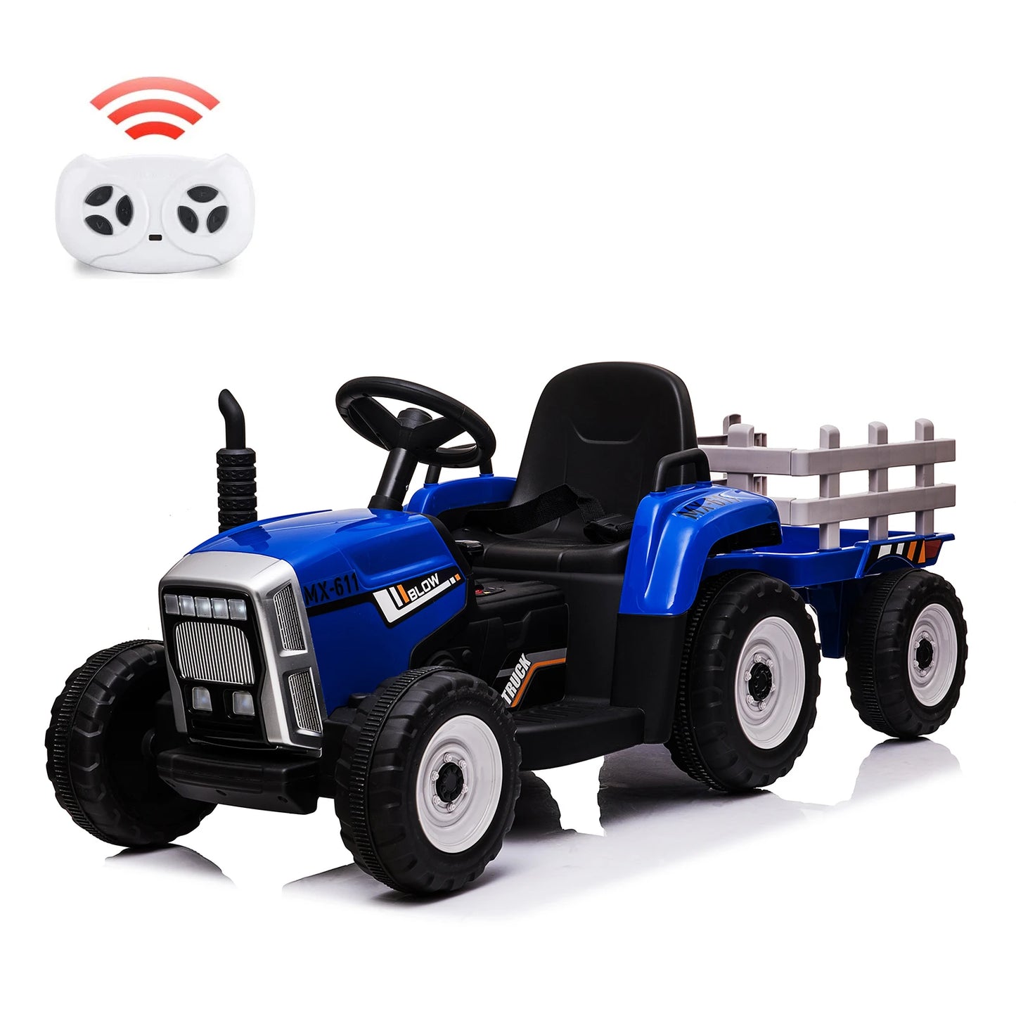 Electronic 12V Kids Ride On Tractor With Trailer Remote