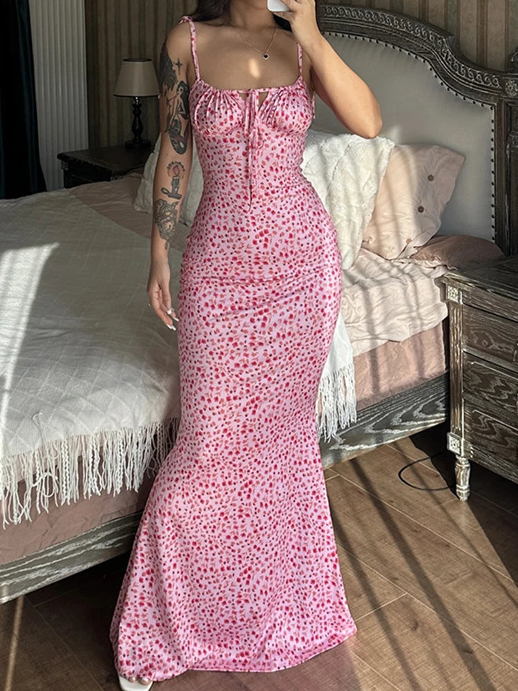 Hugcitar Women's Elegant Floral Bodycon Dress BeachVacation Streetwear Wholesale Fashion