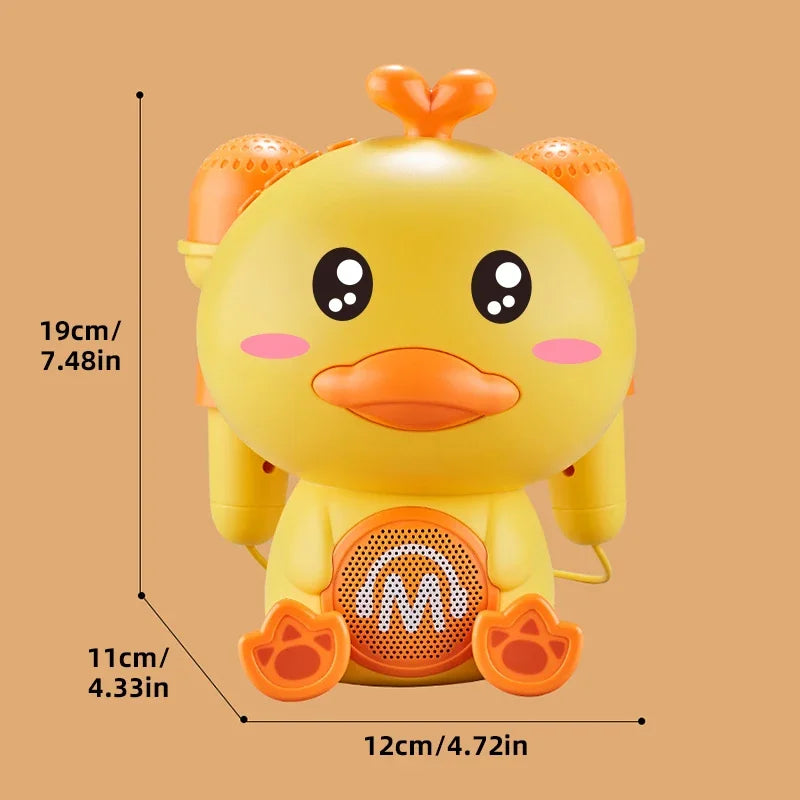 Microphones Cute Duck Singing Sound Early Education Machine Voice Changeable Storytelling With Light Music Toys For Kids Gifts