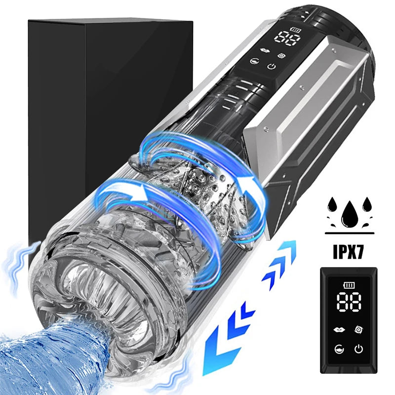 APP LED Automatic Male Masturbator Cup 7 Sucking Rotating Licking Thusting Modes Pocket Pussy Stroker Blowjob Sex Toys For Men