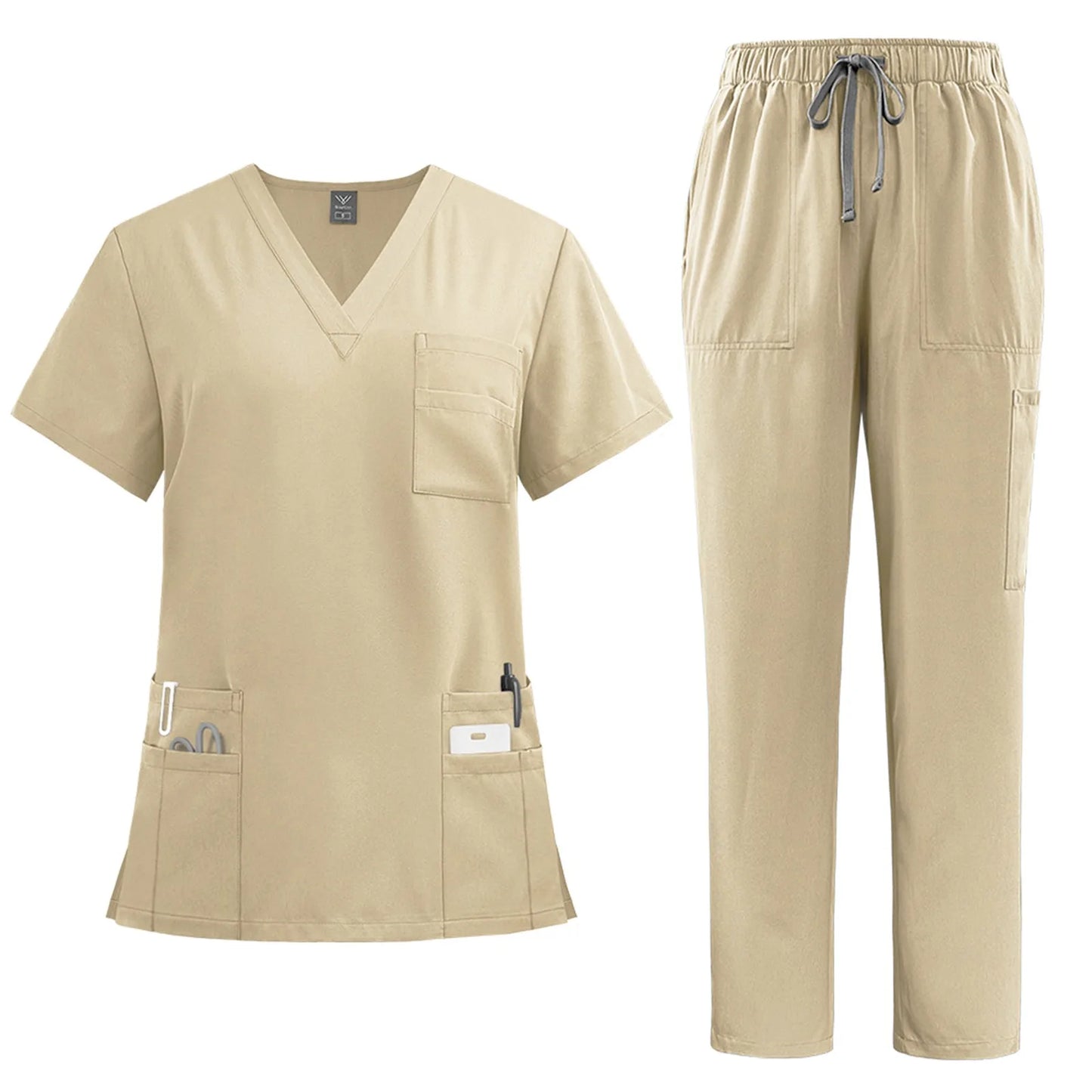 Medical Nurse Uniform 2Piece Scrubs Set Women Polyester