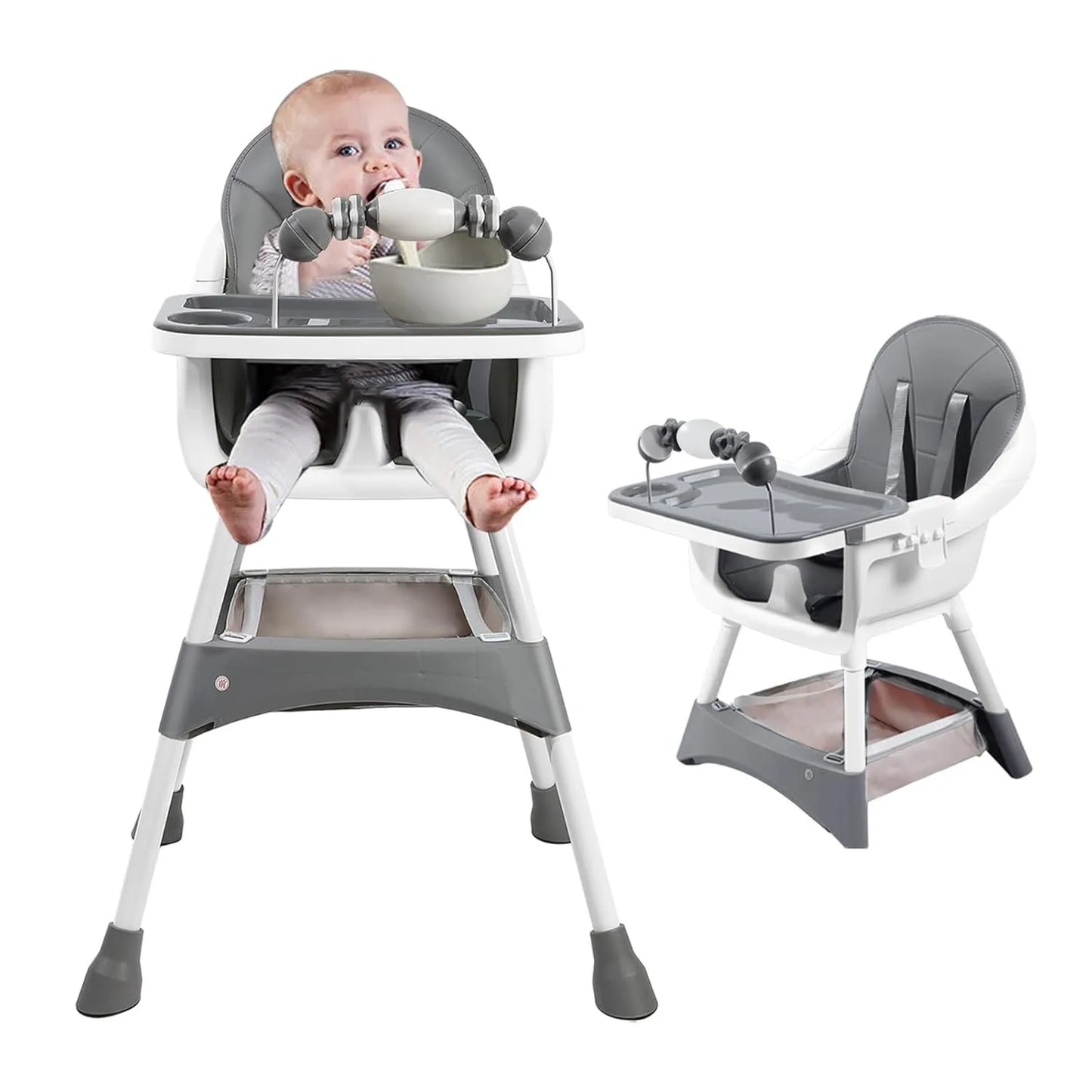 Convertible Foldable High Chair With Tray Cup Holder