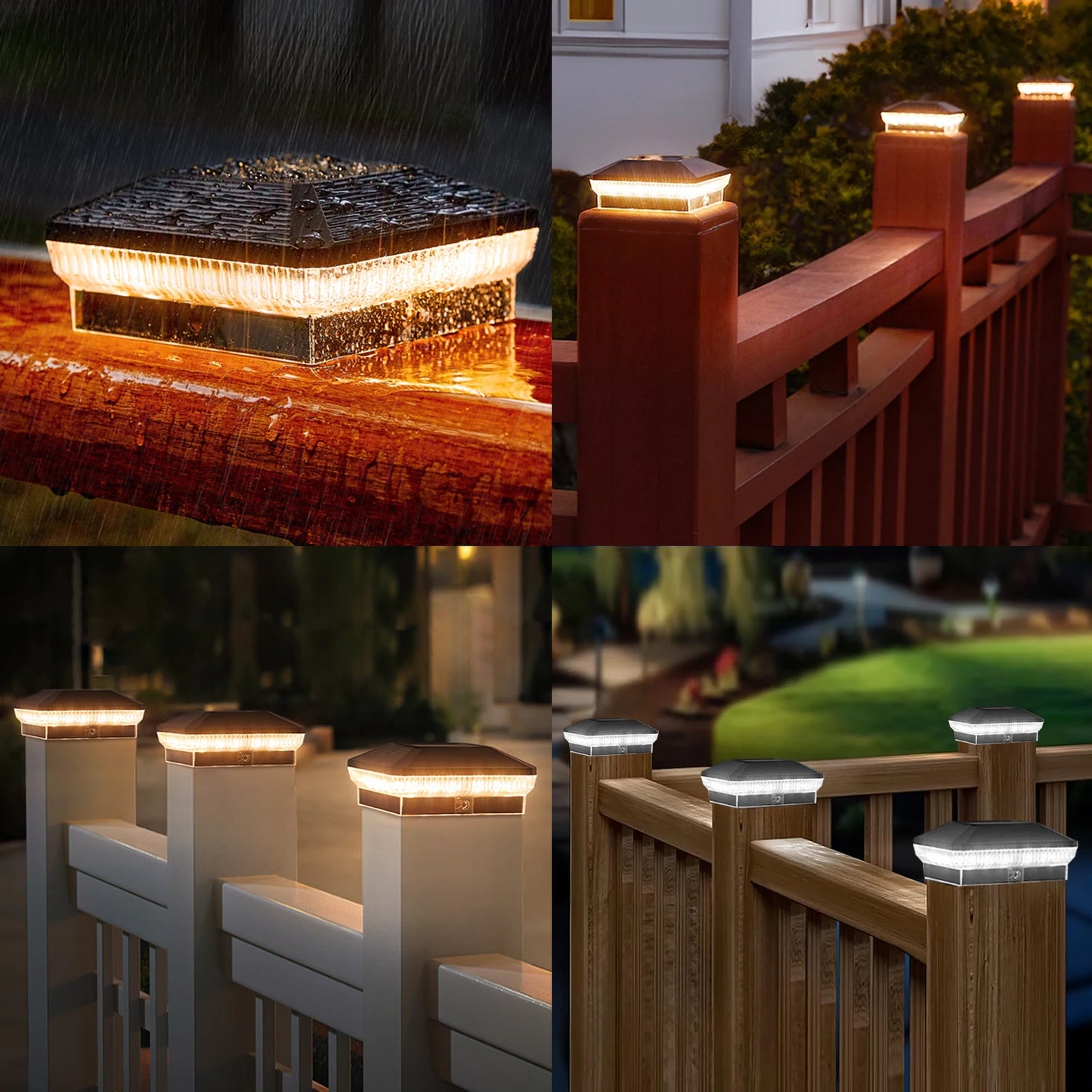 KPSTEK Solar Fence Post Lights 6 Pack With 3 Modes