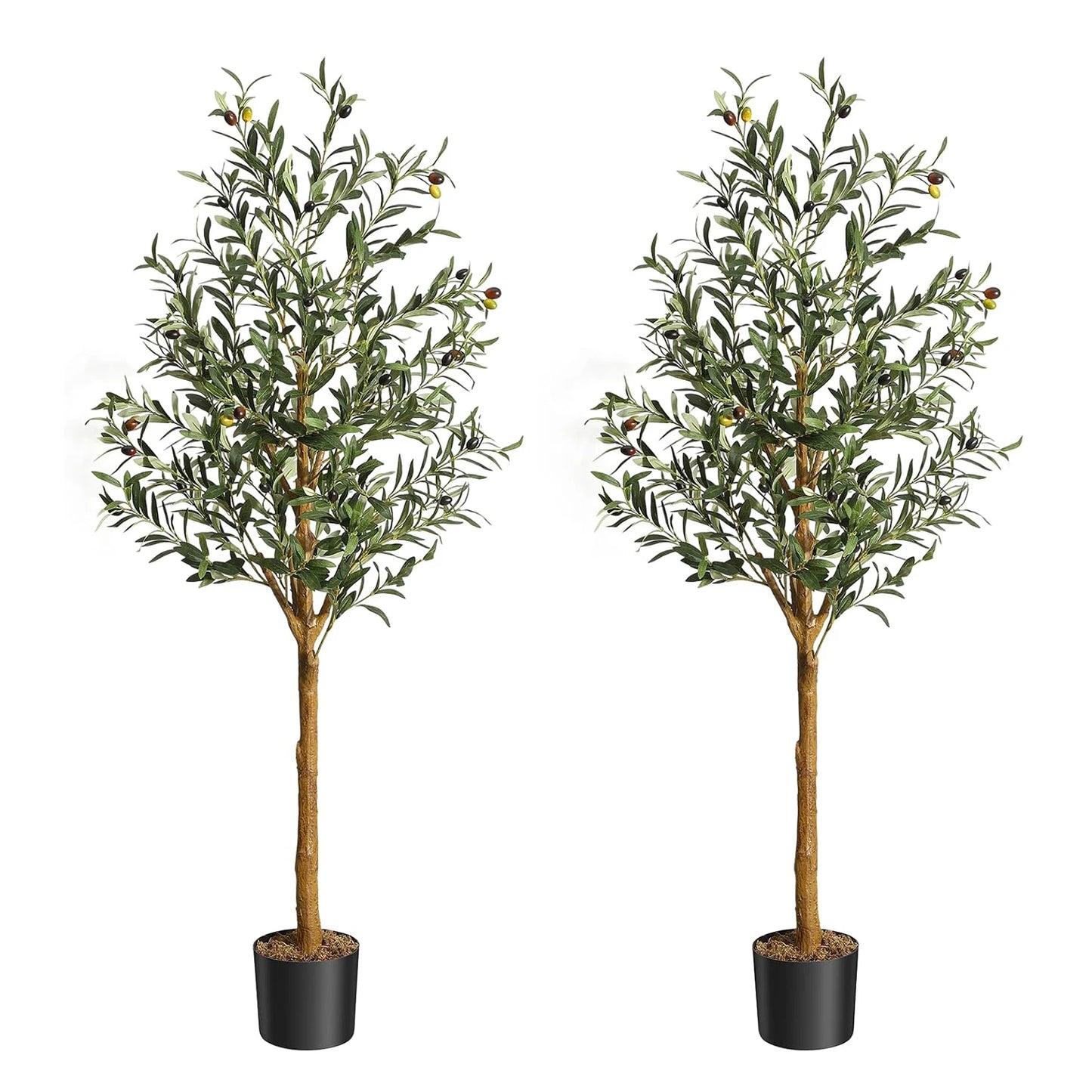 1Pc/2Pcs Artificial Olive Tree 4ft / 5ft / 6ft, Large Artificial Plants Fake Plastic Plants in Pot for Home Bedroom Decor