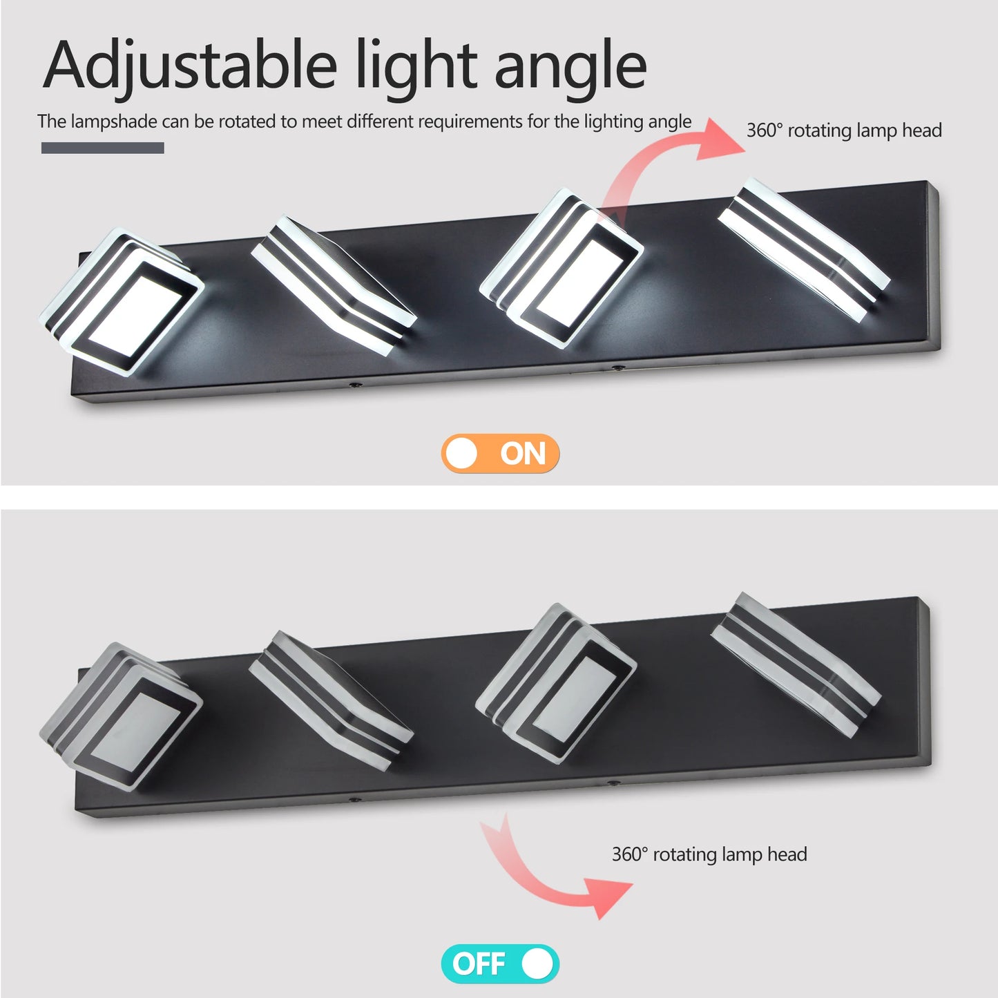 ARLGSITE LED Vanity Lights 4 Light Bathroom Over Mirror
