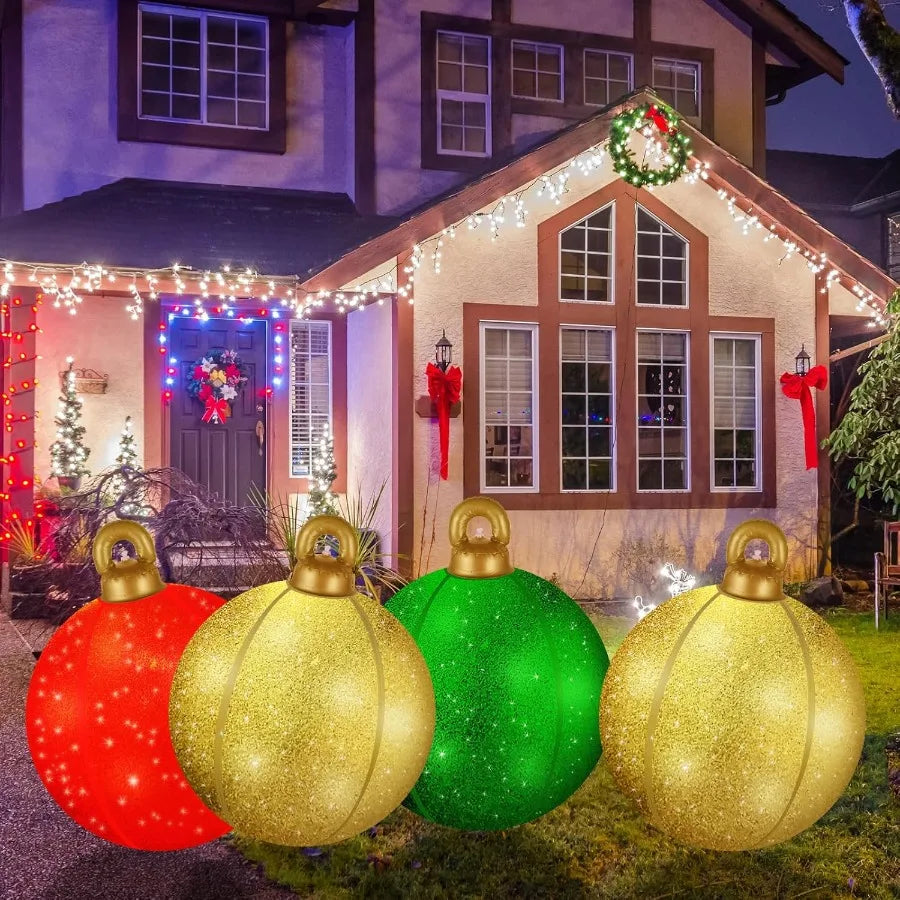 Hign-Concerned Glitter Inflatable Christmas Ornaments 3 Pkg