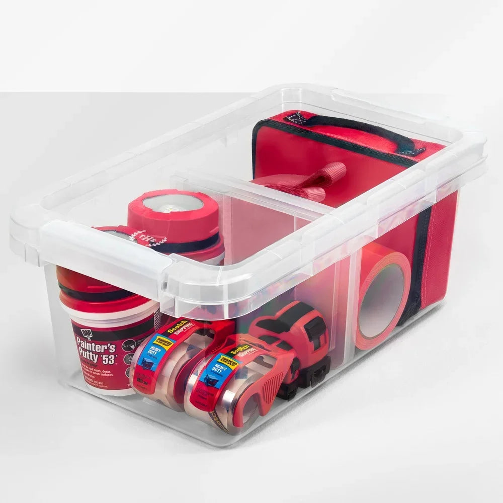Hign Concerned Clear Storage Bin With Adjustable Divider