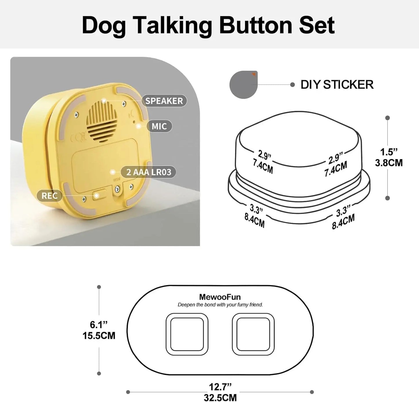 MewooFun Dog Talking Buttons Kit With Mat And Stickers