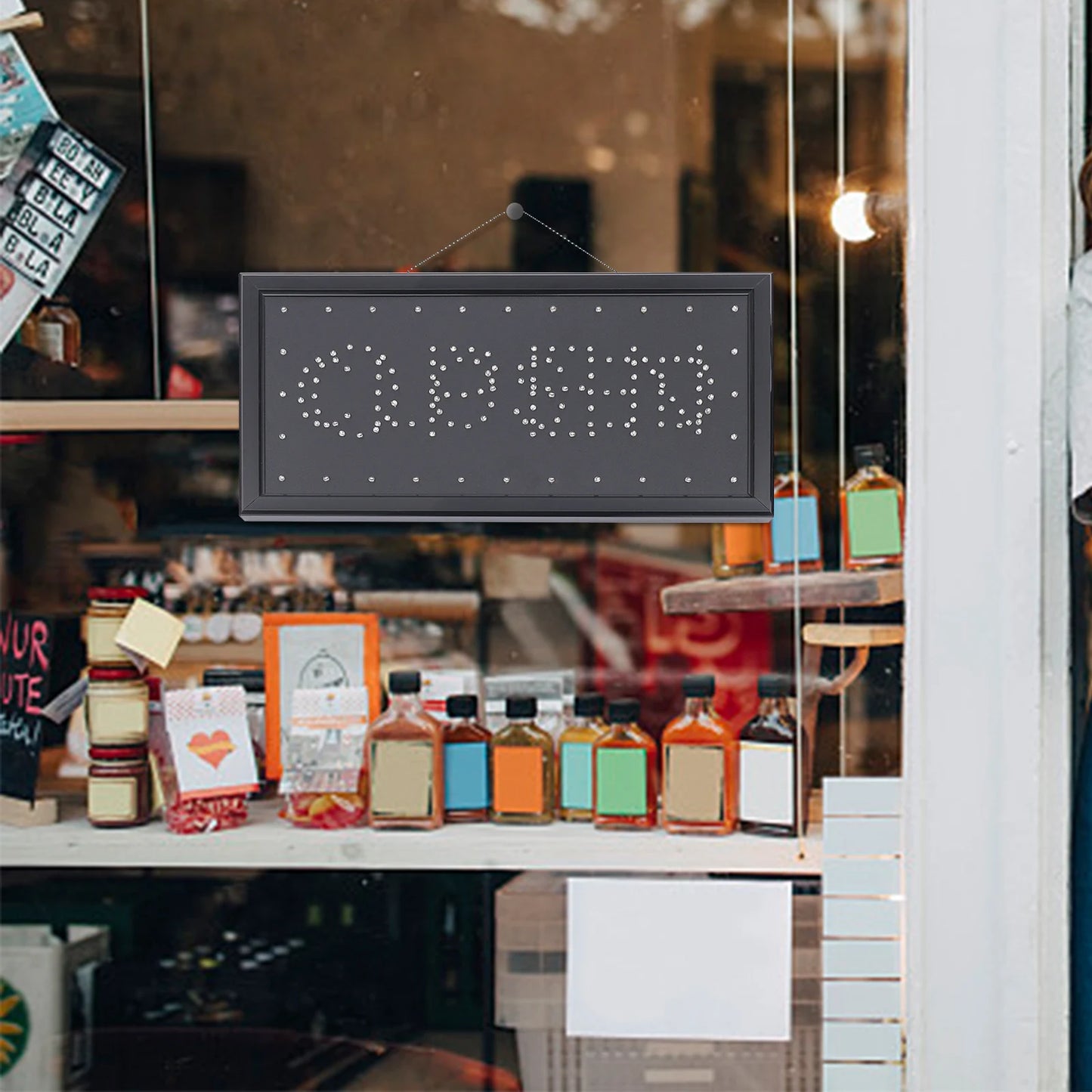 Chain Neon Open Closed Sign LED Window Hanging Business Sign With Chain Mount Illuminated