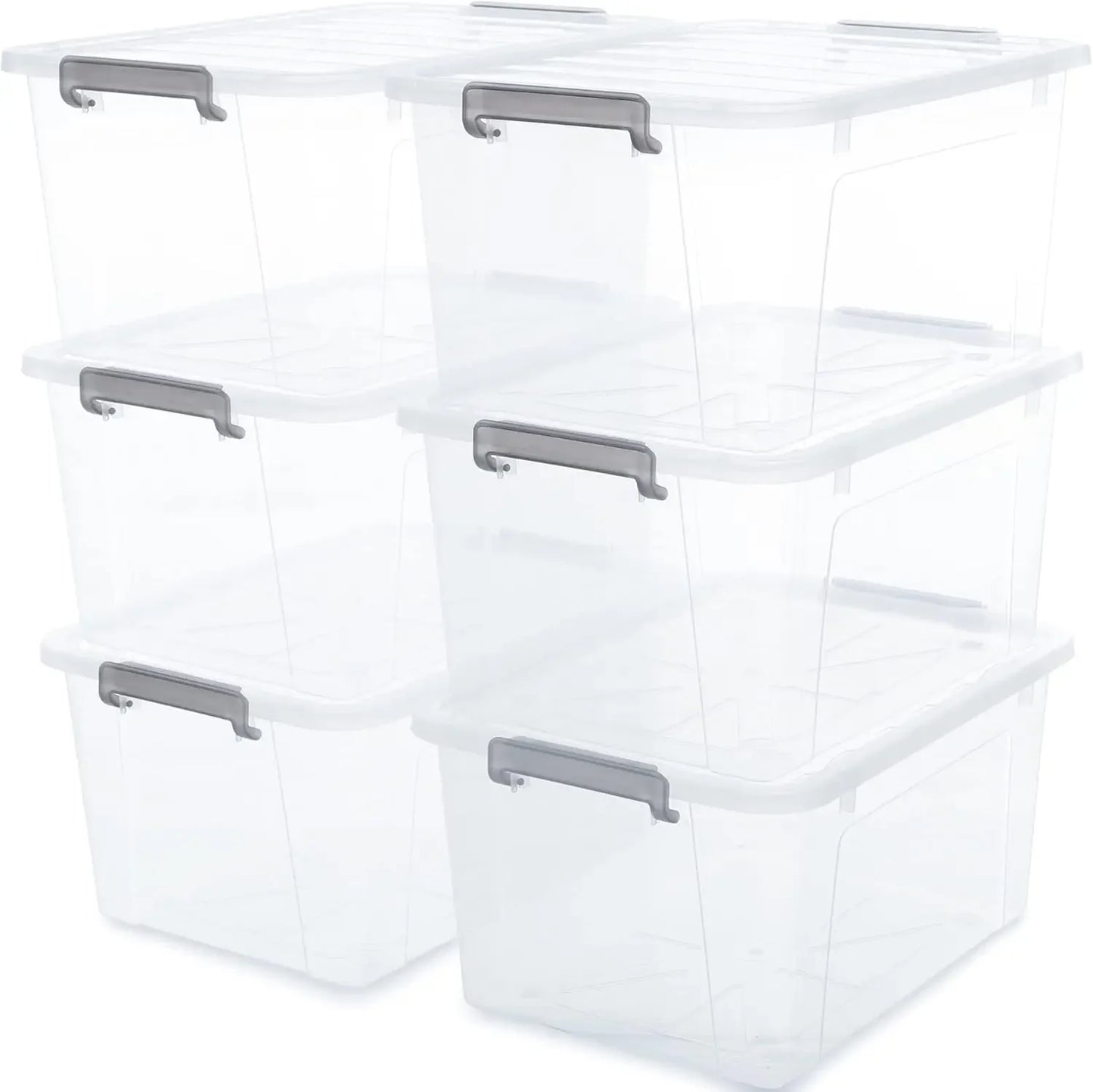 Citylife 6 Packs Plastic Storage Bins With Lids Stackable