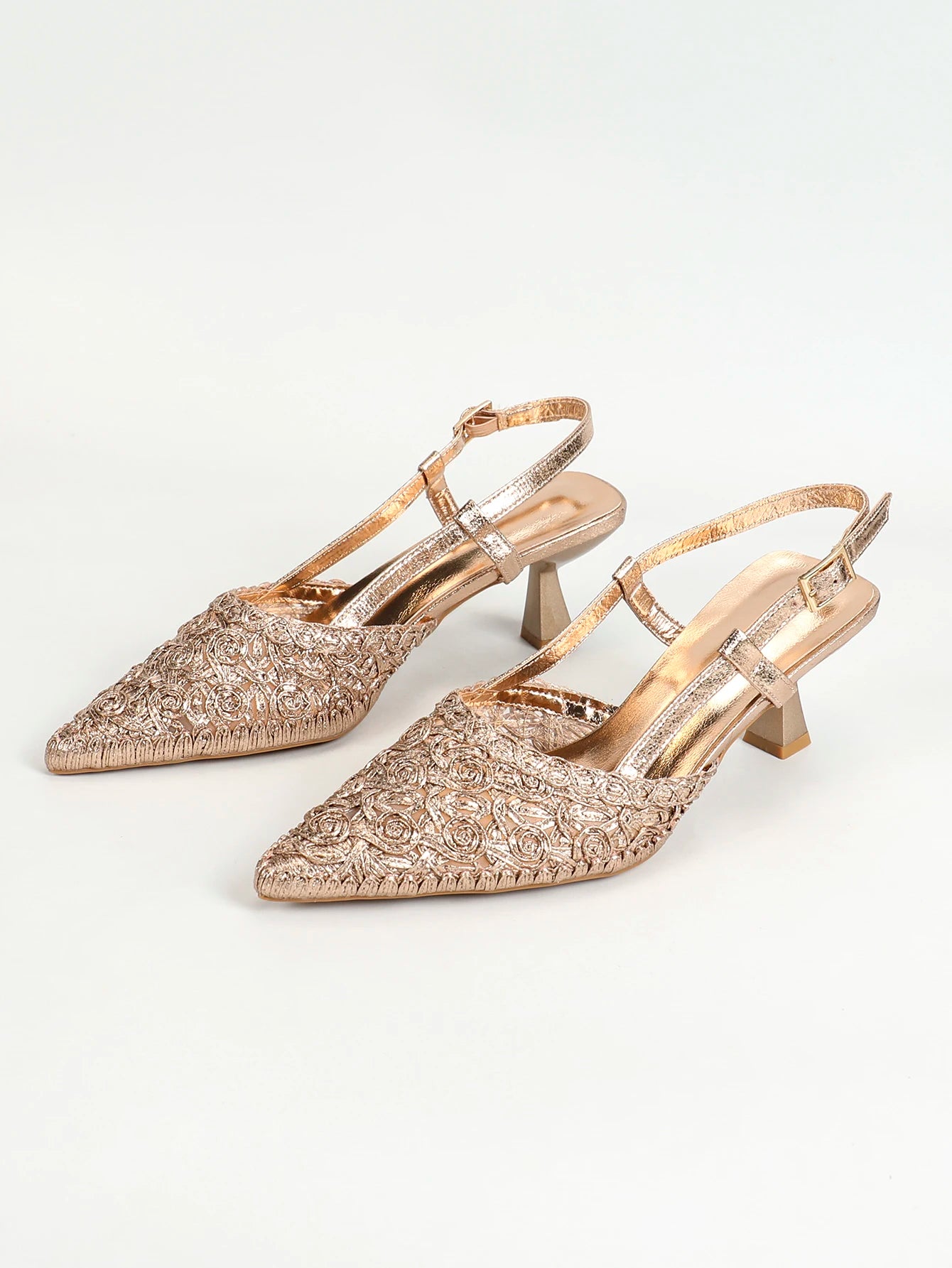 Women's Pumps 2 Inch Chunky Block Heel Pointed Toe Ankle Strap Slingback Wedding Party Dress Shoes