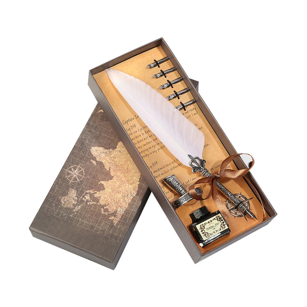 Feather Dip Pen Retro Calligraphy Set Quill Fountain Pens