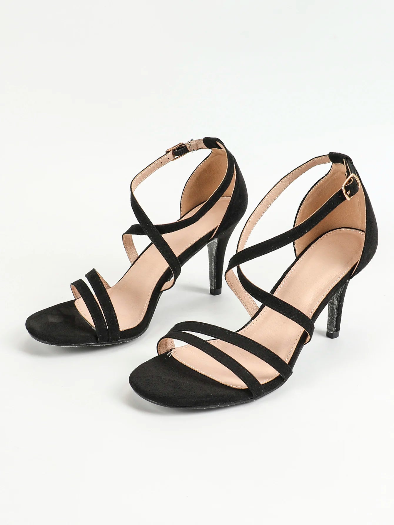 Women's Strappy Ankle Strap Back Zip Stiletto Heel Sandals