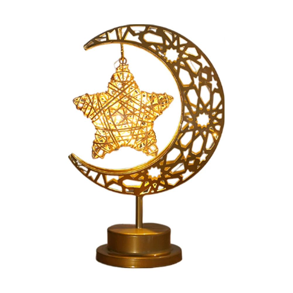 LED Night Light Star Moon Table Lamp Battery Operated For Bedroom Ramadan Decoration Office Home Decor