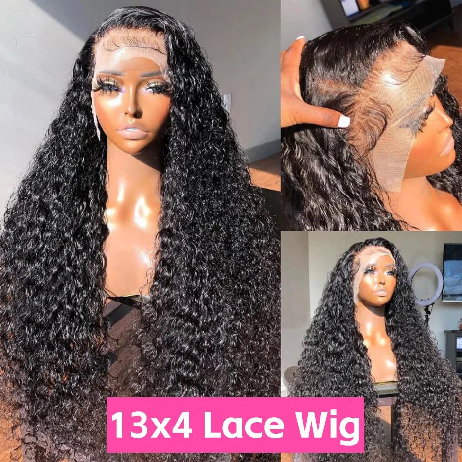 Deep Wave Human Hair Wigs 13X6 Water Wave Lace Front Wigs Glueless Brazilian Pre Plucked With Baby Hair Natural Color For Women
