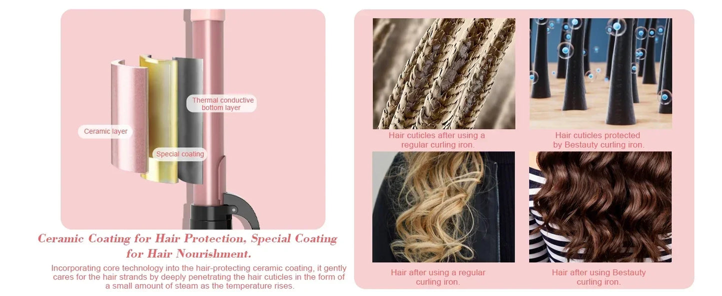 Ceramic Curling Wand Set With Interchangeable Barrels