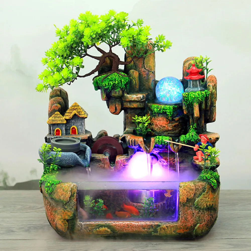 Hign Concerned Indoor LED Water Fountain Resin Rockery Mist