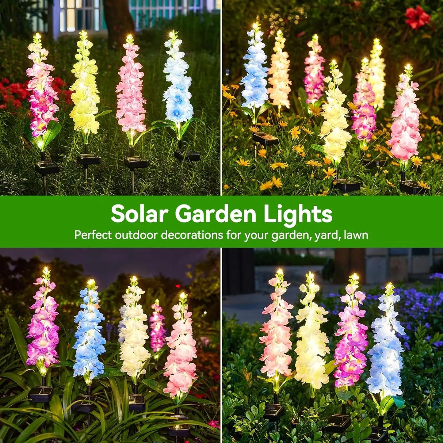 KPSTEK 4 Pack Upgraded Solar Garden Lights 36 LEDs Outdoor
