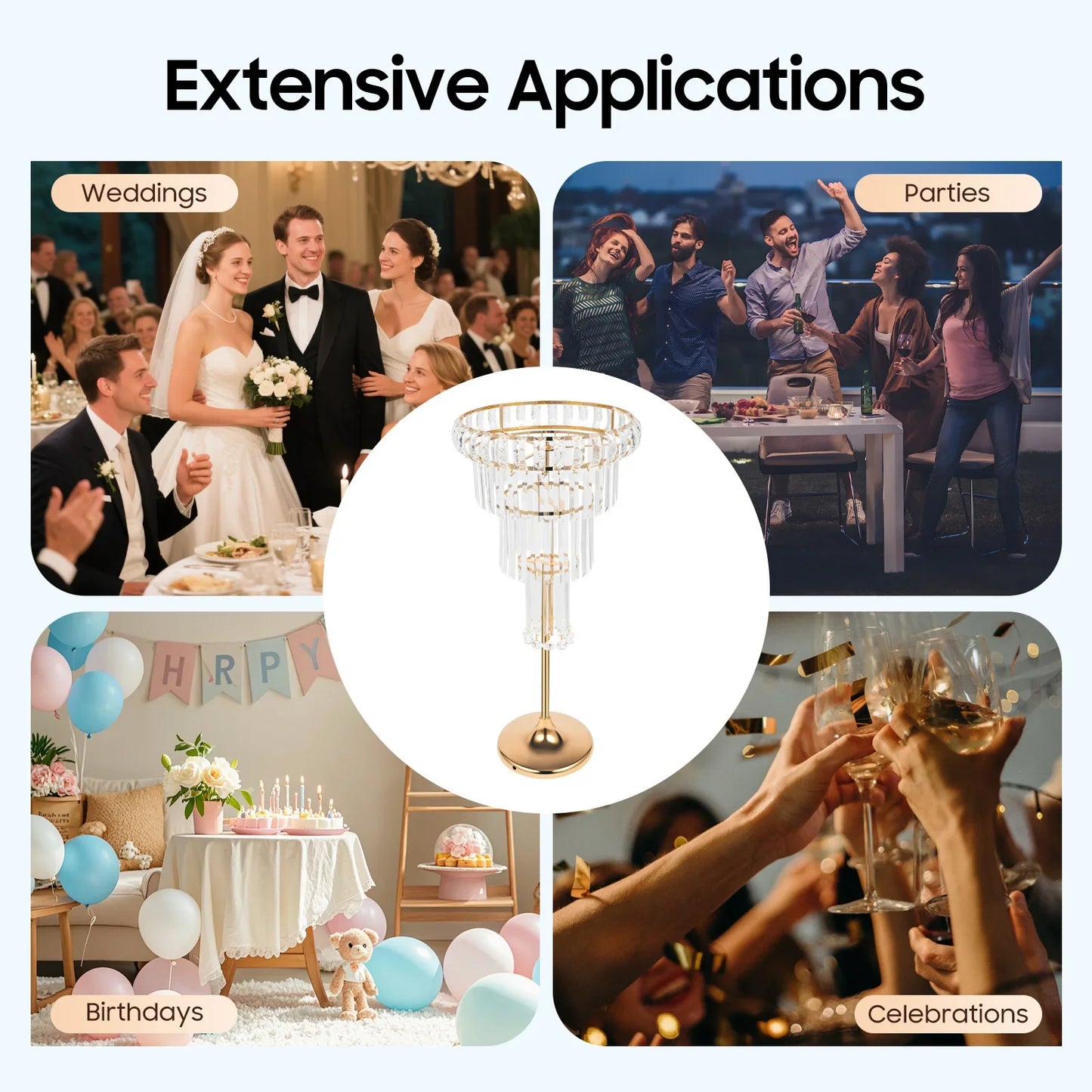 High Concerned Crystal Flower Stand Four Tier Wedding Vase