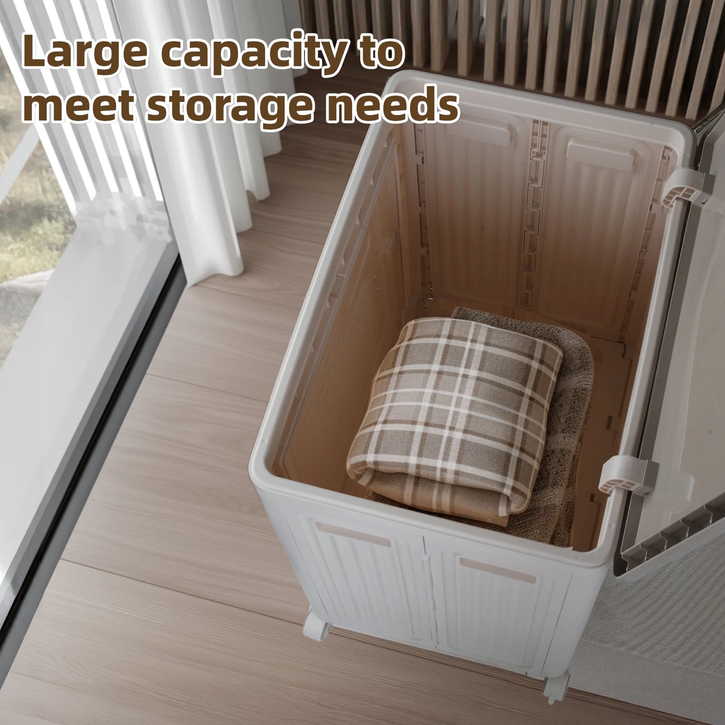 Feather Foldable Storage Box With Wheels Large Capacity