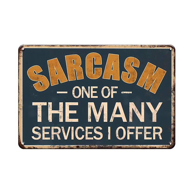 High-Concerned Metal Tin Signs 6pc Funny Quotes Retro Wall Art for Office Garage Bar Club Kitchen Bedroom