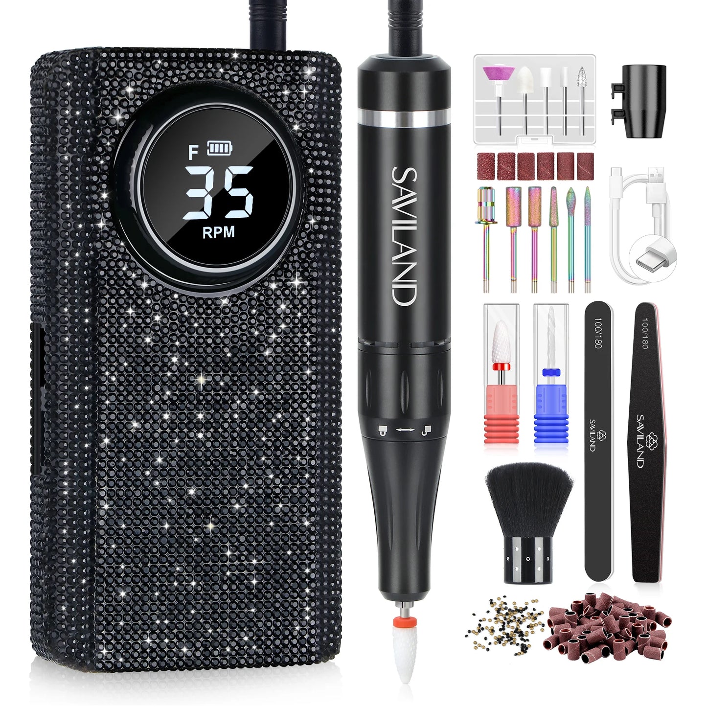 SAVILAND 35000RPM Electric Nail Drill Machine Kit Professional Drill Bits Drill Nail File Buffer Dust Brush Nail Care Tools