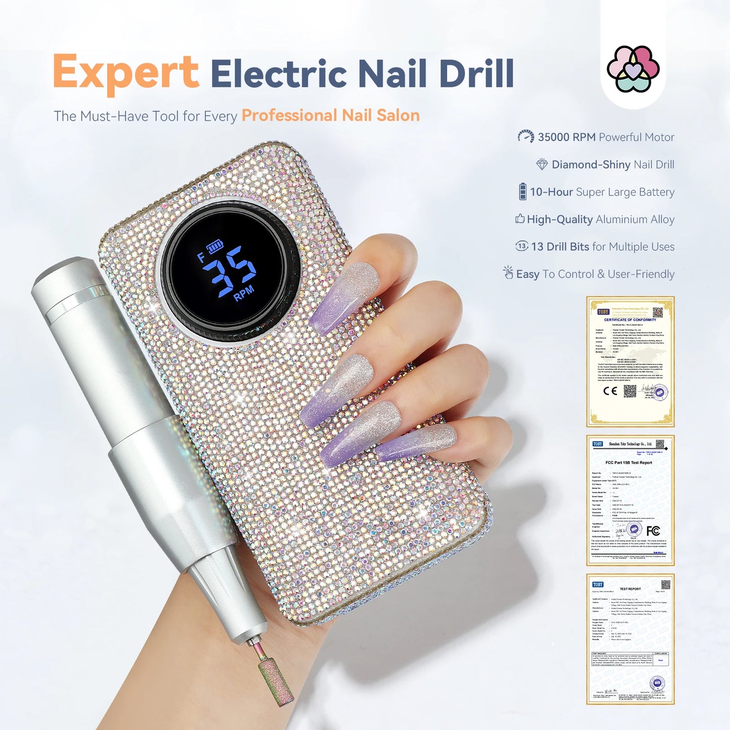 SAVILAND 35000RPM Electric Nail Drill Machine Kit Professional Drill Bits Drill Nail File Buffer Dust Brush Nail Care Tools