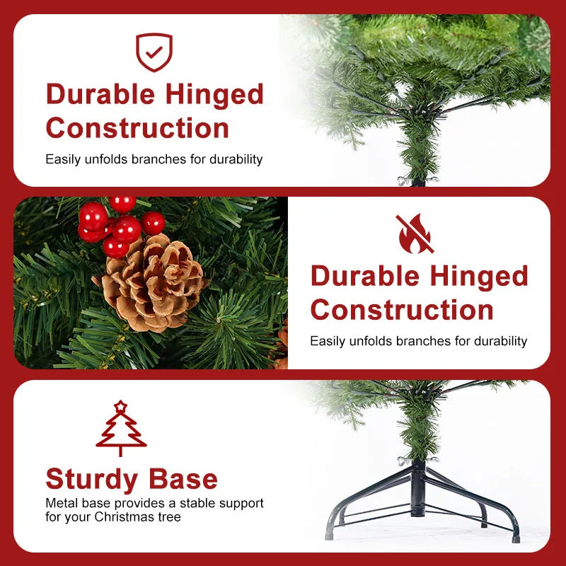 Classic Pine Pre-Artificial Christmas Tree With Metal Hinges And 1000 PVC Branches