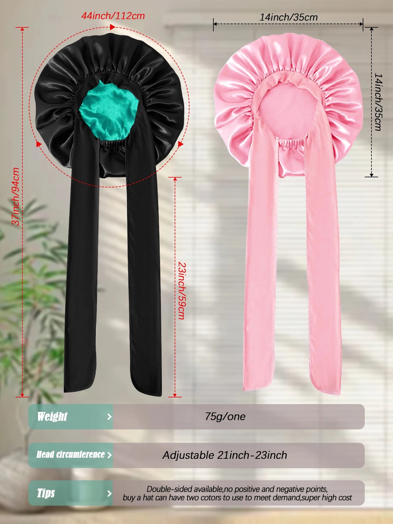 Henan Silk Sleep Bonnet Set 2pc Hair Wrap Tie Band