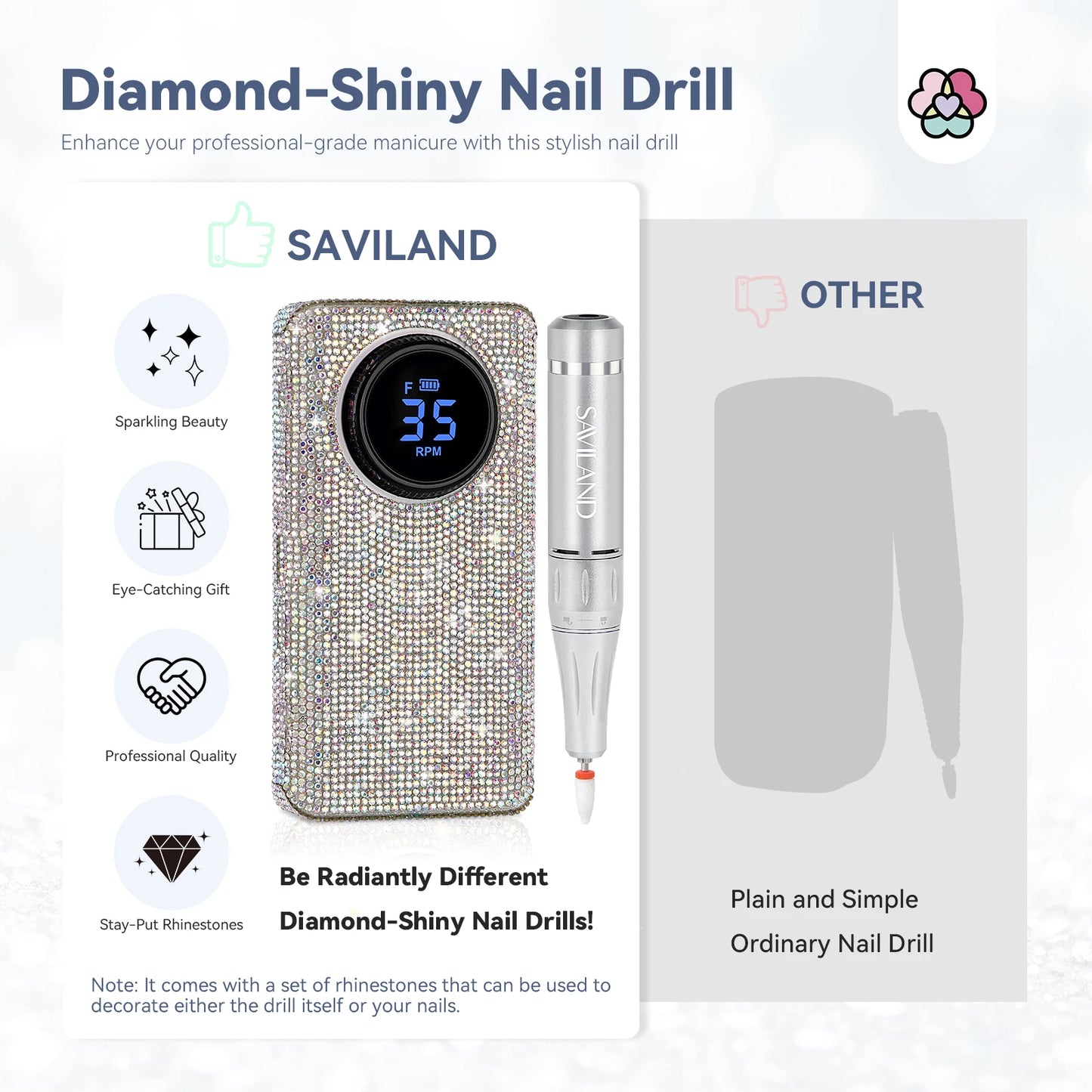 SAVILAND 35000RPM Electric Nail Drill Machine Kit Professional Drill Bits Drill Nail File Buffer Dust Brush Nail Care Tools