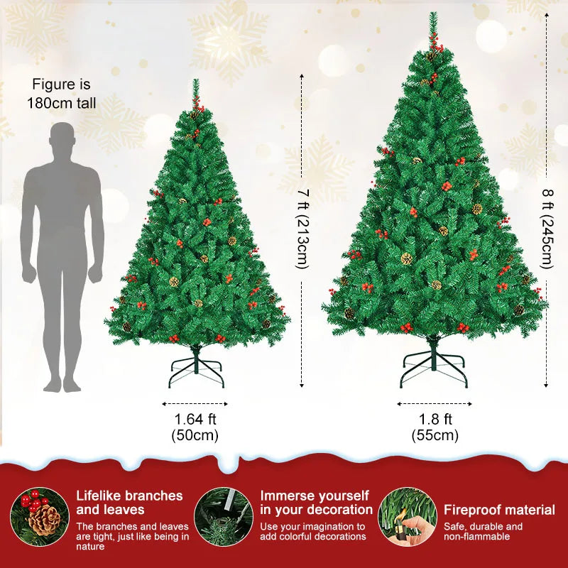 Classic Pine Pre-Artificial Christmas Tree With Metal Hinges And 1000 PVC Branches