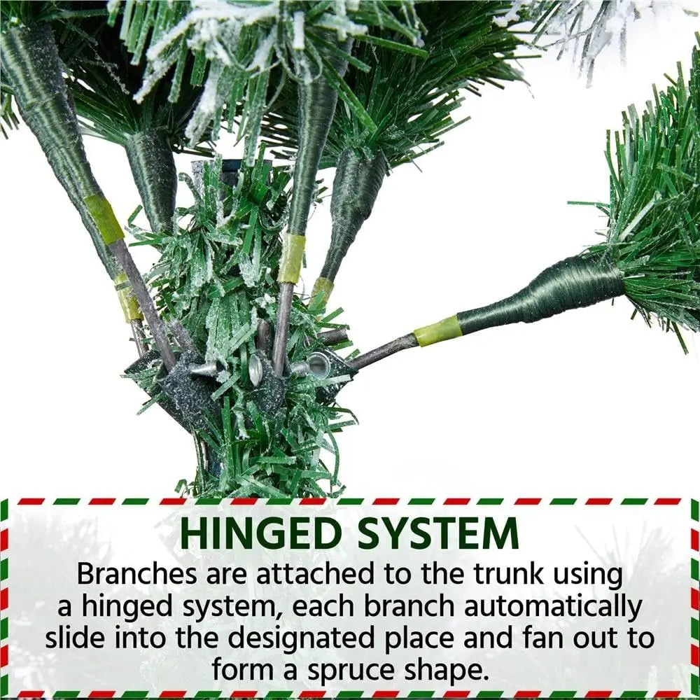 Artificial Christmas Tree With Snow Flocked, 1000 Branch Tips, Foldable Metal Stand
