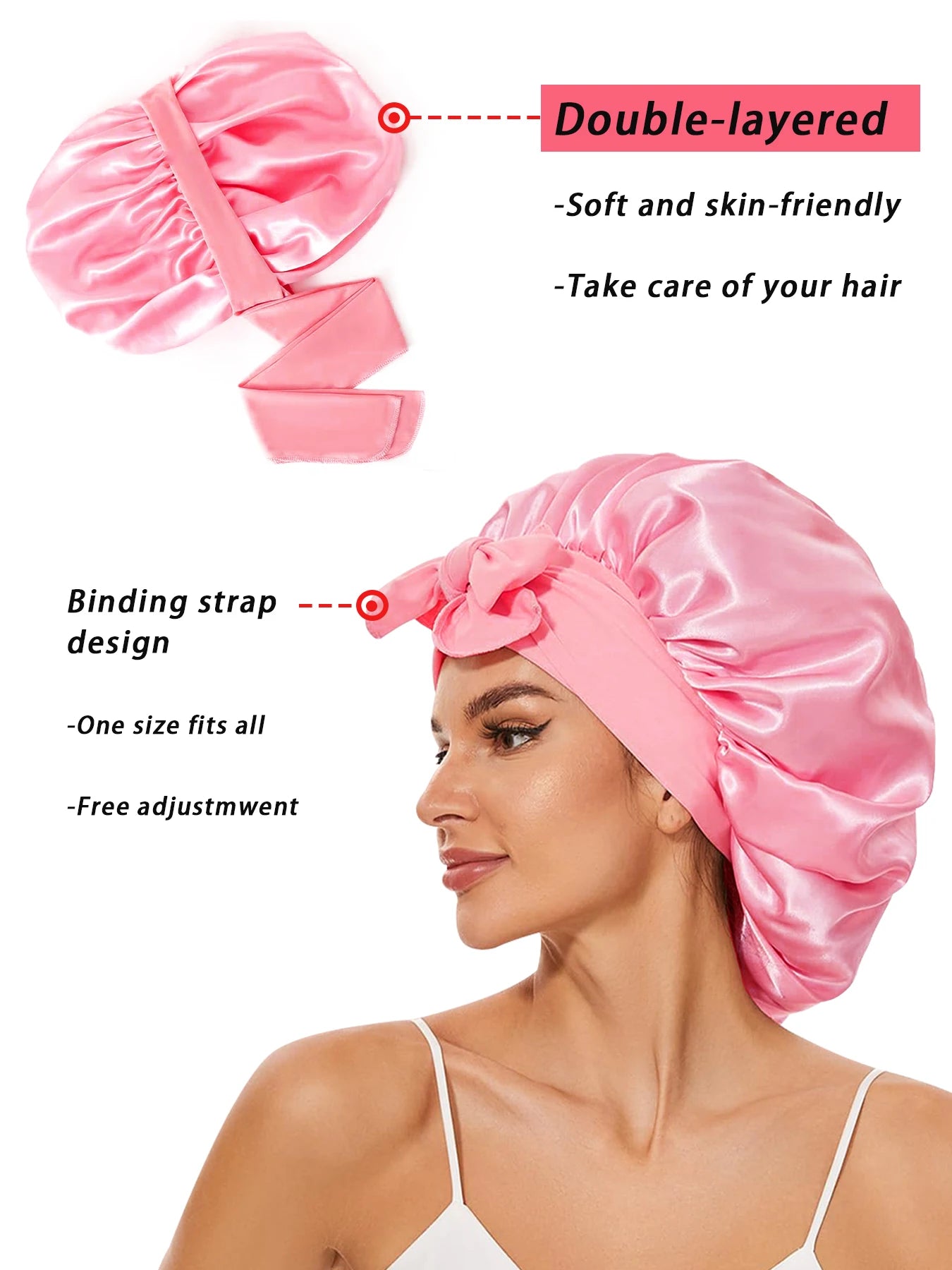 Henan Silk Sleep Bonnet Set 2pc Hair Wrap Tie Band