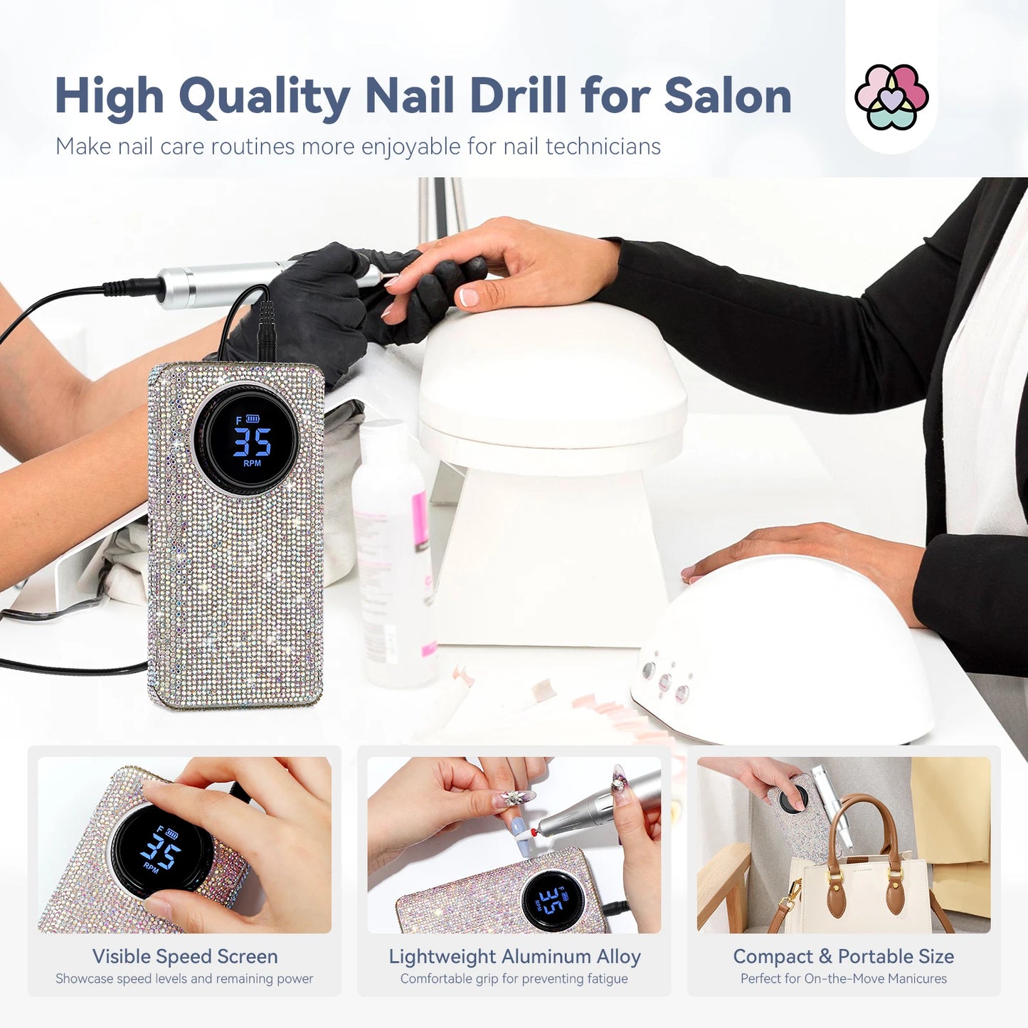 SAVILAND 35000RPM Electric Nail Drill Machine Kit Professional Drill Bits Drill Nail File Buffer Dust Brush Nail Care Tools