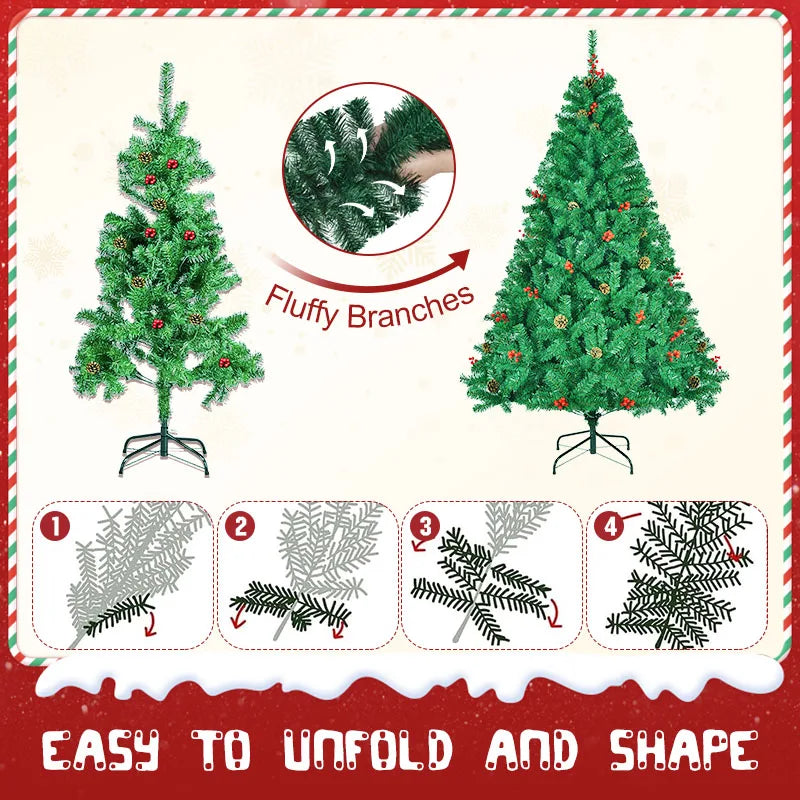 Classic Pine Pre-Artificial Christmas Tree With Metal Hinges And 1000 PVC Branches