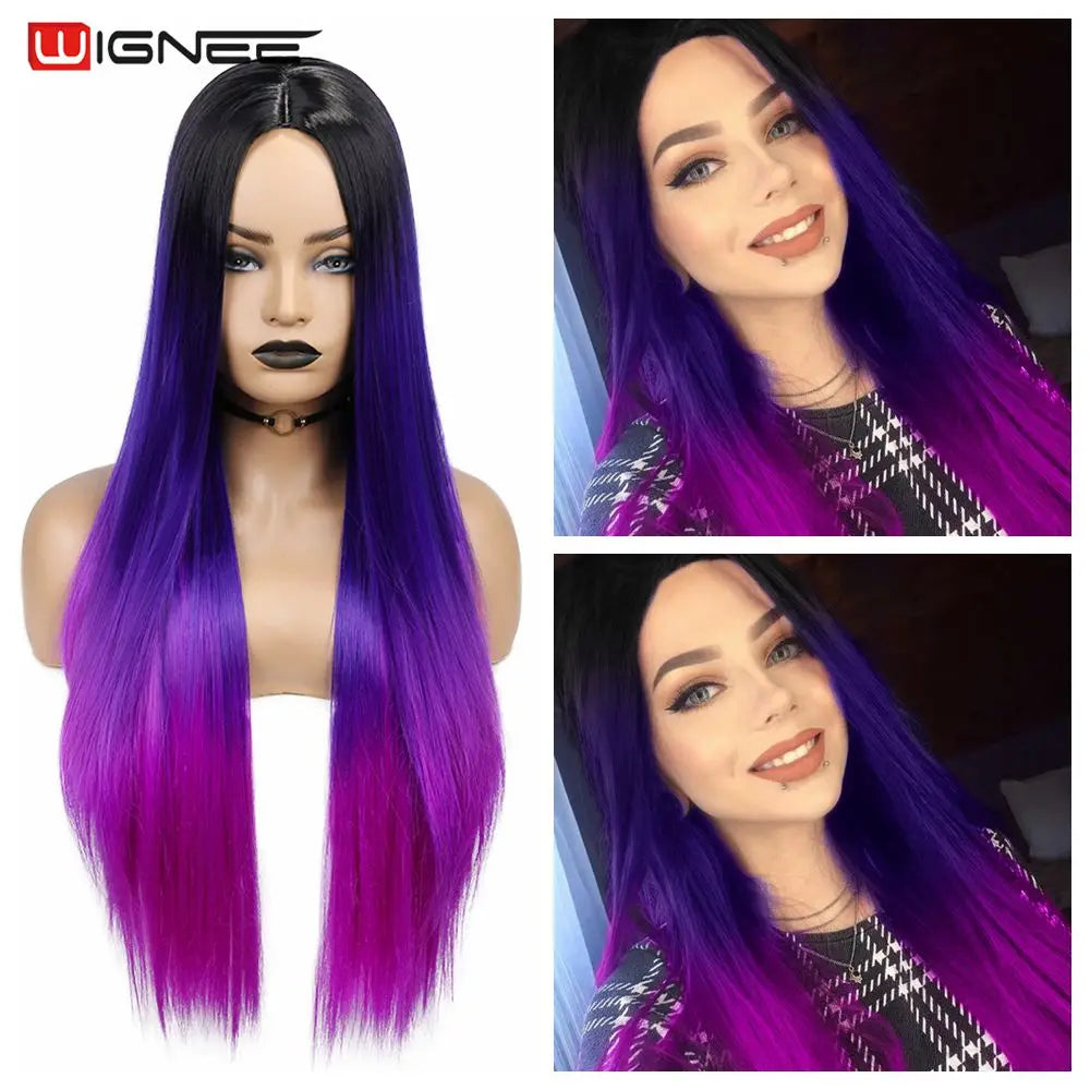 Wignee Long Straight Synthetic Wig For Cosplay Daily Use