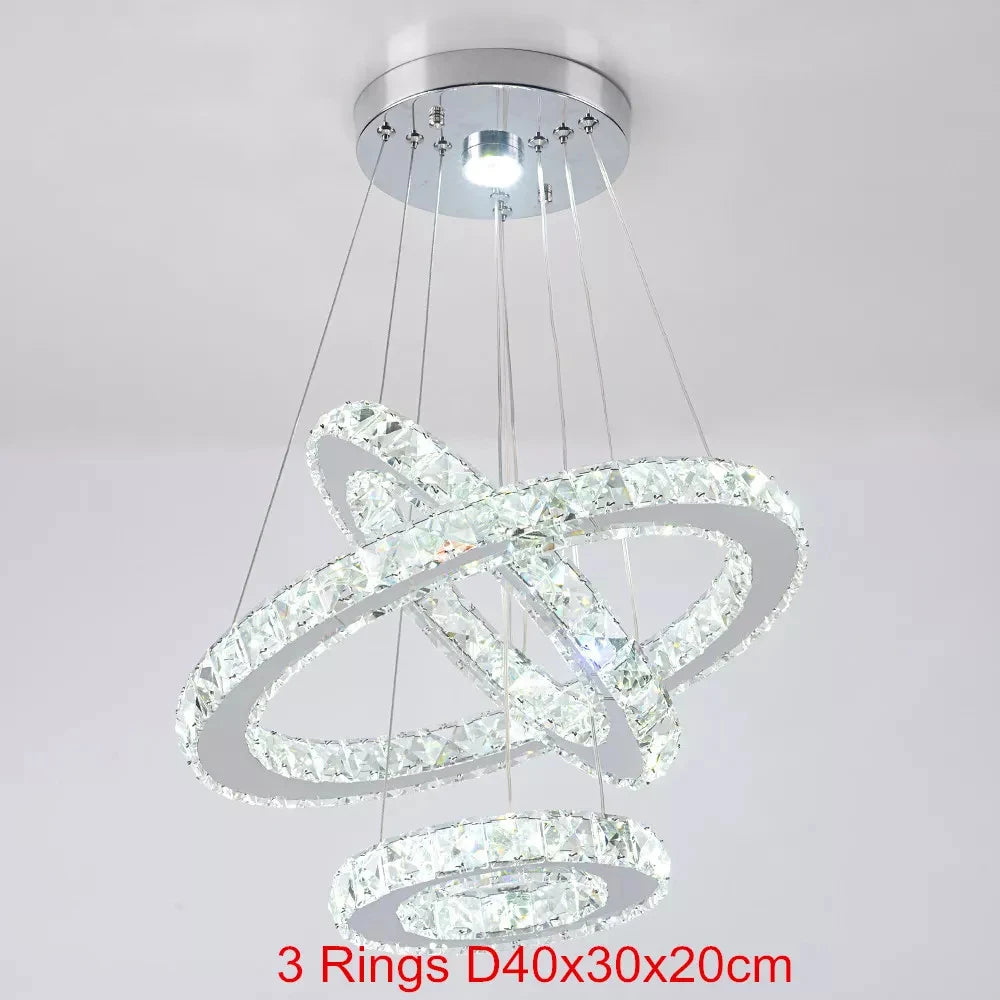 Deckro Crystal Chandeliers Ring Shaped Pendant Lights Living Room Kitchen