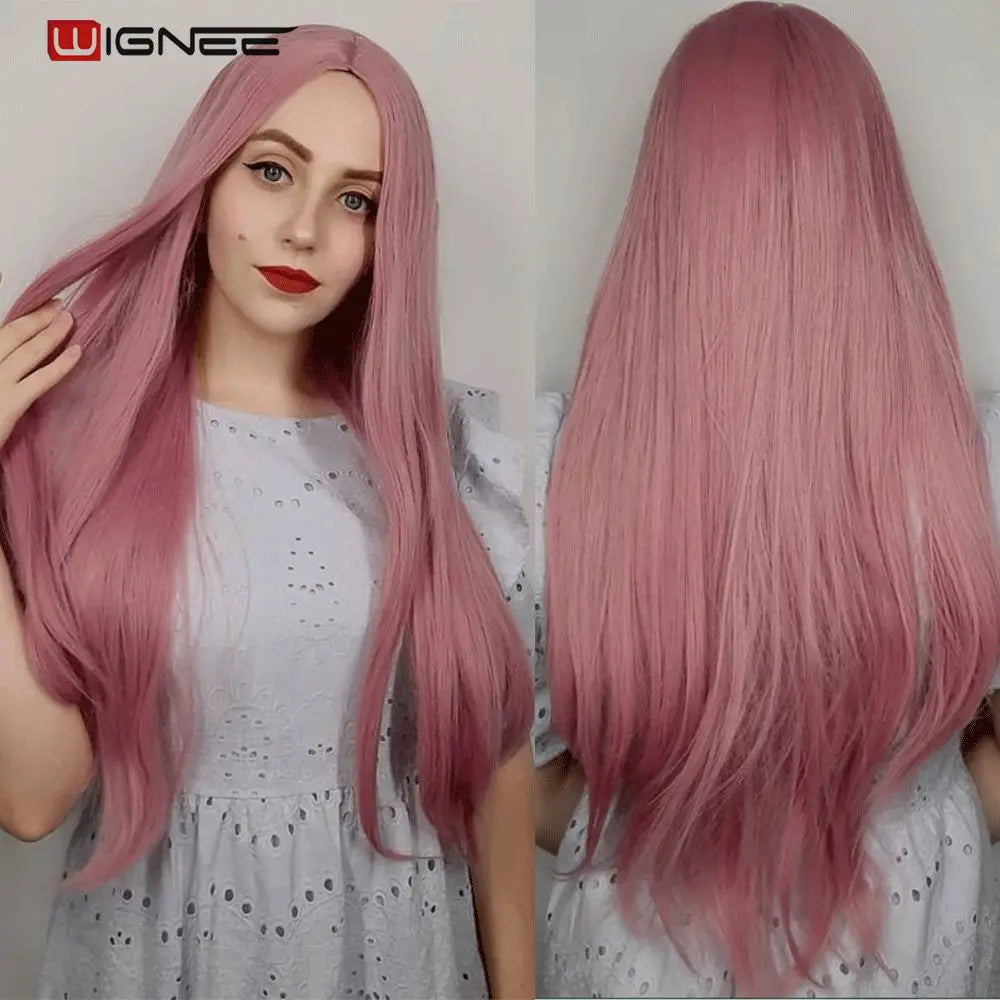 Wignee Long Straight Synthetic Wig For Cosplay Daily Use