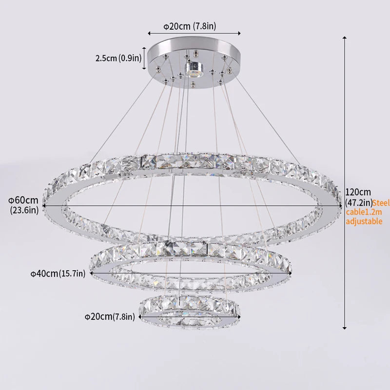 Deckro Crystal Chandeliers Ring Shaped Pendant Lights Living Room Kitchen