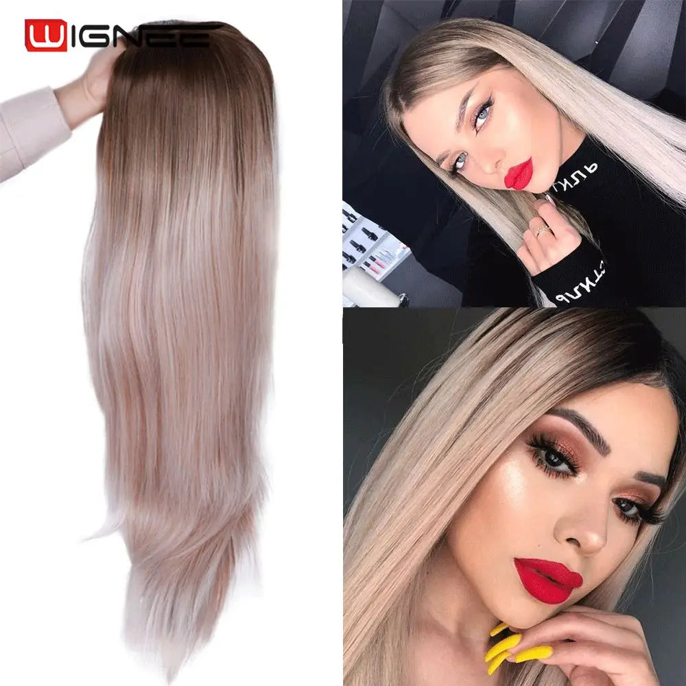 Wignee Long Straight Synthetic Wig For Cosplay Daily Use