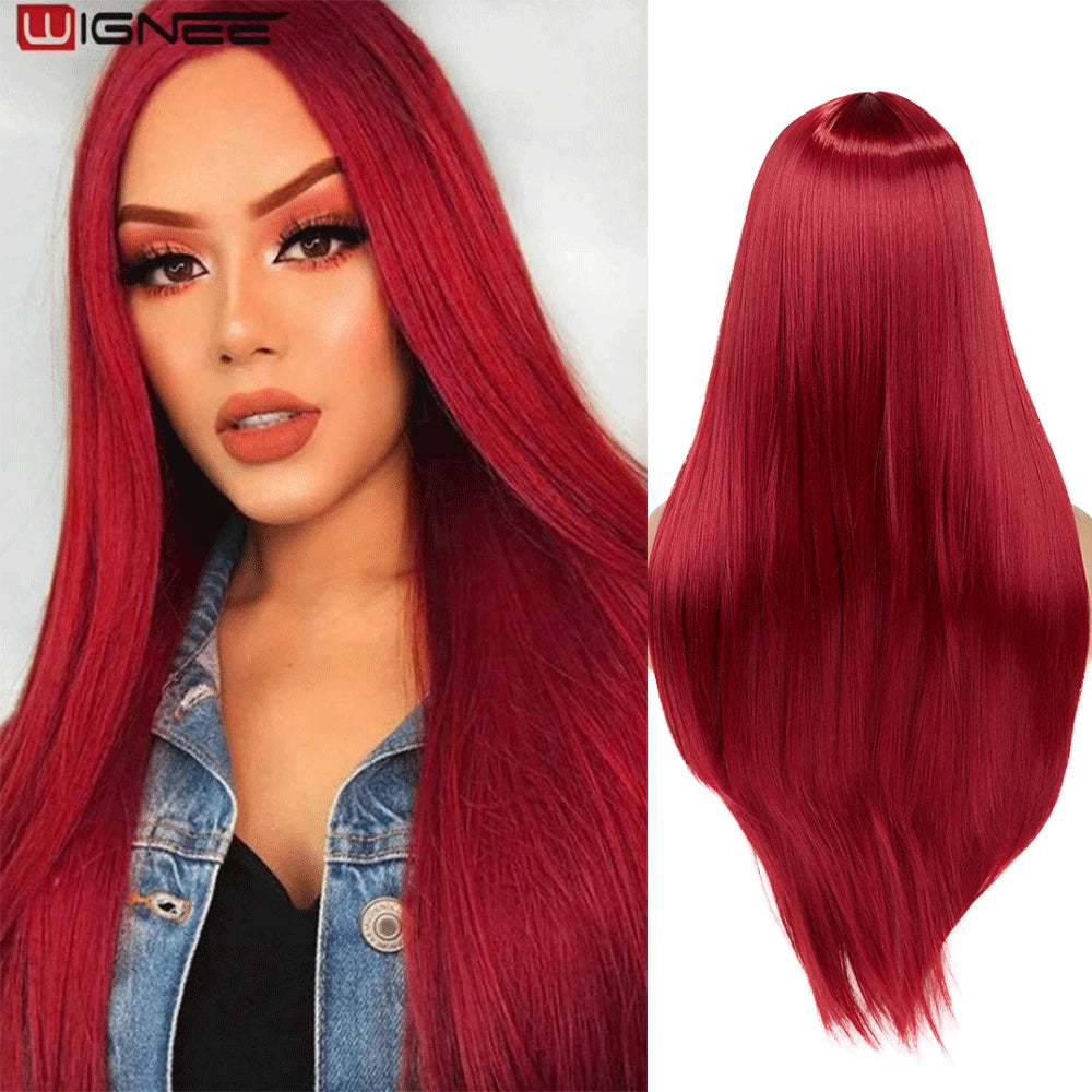 Wignee Long Straight Synthetic Wig For Cosplay Daily Use